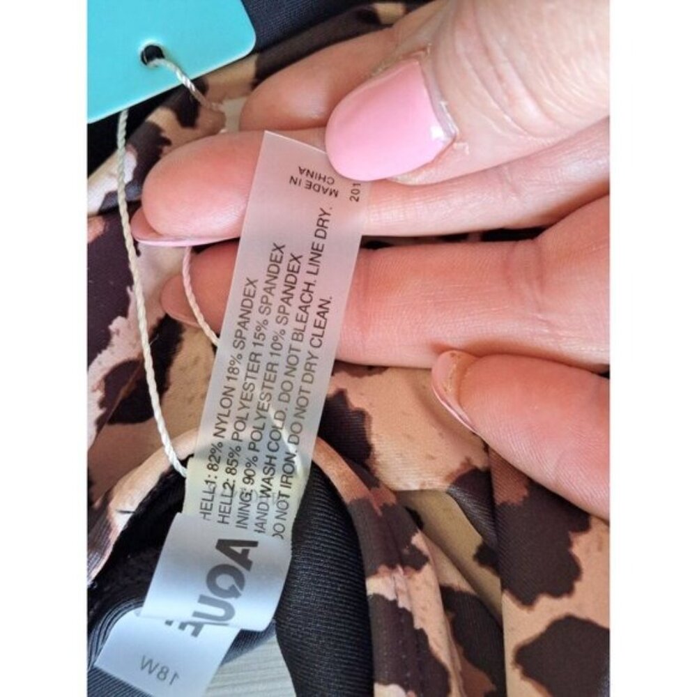 New Aqua Eve Women's Plus Size 18W Leopard Print Swimsuit Dress Black  Brown - Picture 6 of 9